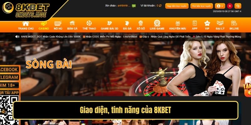 Giao diện, tính năng của 8KBET