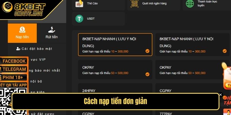 Cách nạp tiền đơn giản